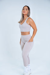 high waist leggings workout beige