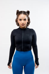 Dry Fit Black Crop Top Long Sleeve