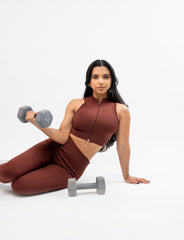 High Waisted Butt Lifting Legging Brown With Texture