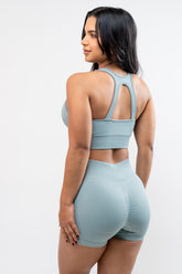 High Waisted Butt Lifting Short - Light Green