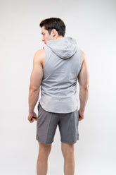 Workout No-Sleeve Hoodie Shirt Grey