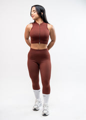High Waisted Butt Lifting Legging Brown With Texture