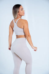high waist leggings workout beige