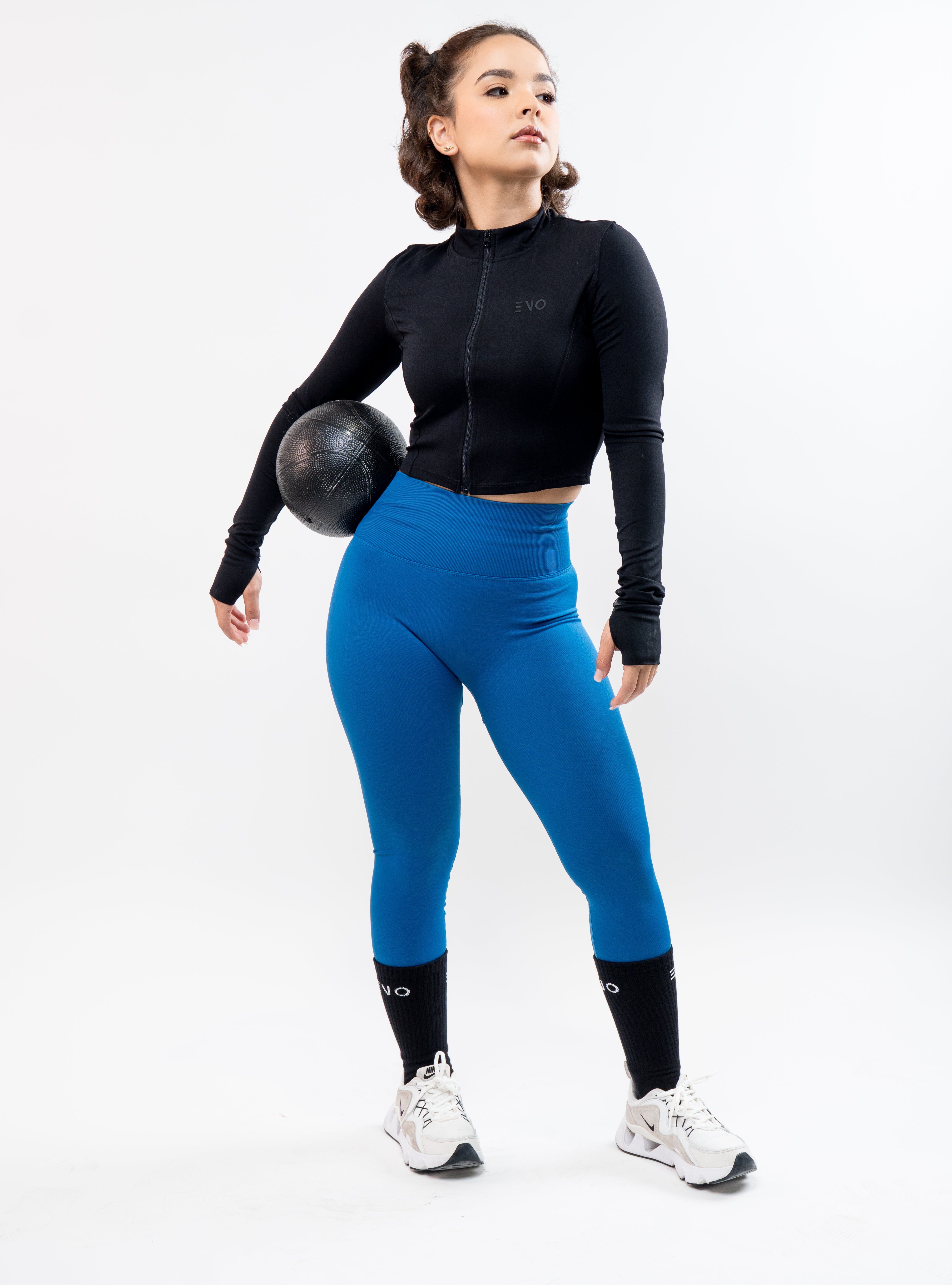 Dry Fit Black Crop Top Long Sleeve